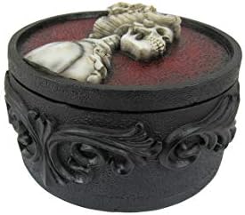 עולם הפלאים זיכרונות אלמותיים קומדו גדאם מורטיצ'יה קופסת תכשיטים תכשיטים גותיים | עיצוב בית וינטג '| קופסה עגולה שלד